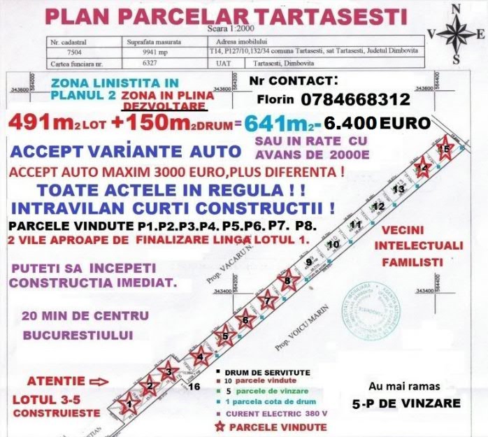 Teren 5 Parcele Tartasesti, de 641 m2, la 20 Km de Bucuresti - Pret | Preturi Teren 5 Parcele Tartasesti, de 641 m2, la 20 Km de Bucuresti