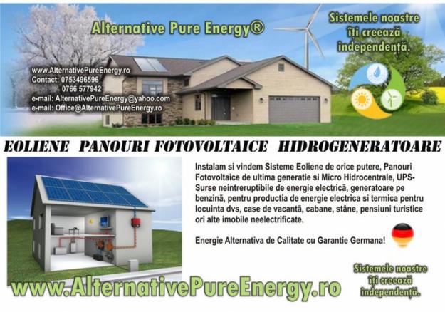 Vindem si montam Eoliene; Panouri Fotovoltaice; Panouri Solare si Micro Hidro Centrale - Pret | Preturi Vindem si montam Eoliene; Panouri Fotovoltaice; Panouri Solare si Micro Hidro Centrale