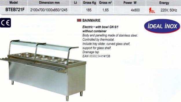 Bain Marie cu spatiu depozitare, geam si drum tavi 6 GN 1/1- CLR.76.BTEB721F - Pret | Preturi Bain Marie cu spatiu depozitare, geam si drum tavi 6 GN 1/1- CLR.76.BTEB721F