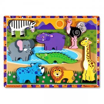 Melissa Doug puzzle lemn in relief safari - Pret | Preturi Melissa Doug puzzle lemn in relief safari