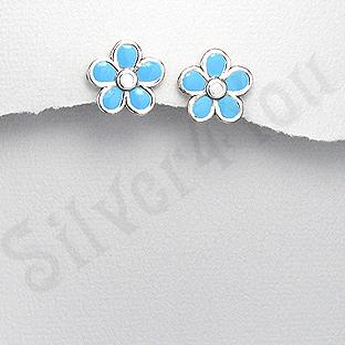 Silver4You.ro - Cercei argint floare petale bleu - Pret | Preturi Silver4You.ro - Cercei argint floare petale bleu