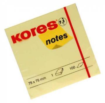 Notite autoautoadezive Kores, 75 x 75 mm, 100 file, galben - Pret | Preturi Notite autoautoadezive Kores, 75 x 75 mm, 100 file, galben