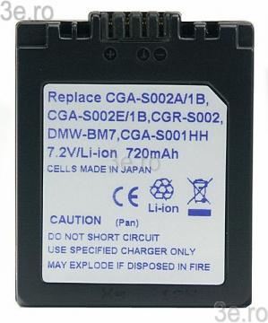 Acumulator echivalent CGA-S002E, DMW-BM7 720mAh - Pret | Preturi Acumulator echivalent CGA-S002E, DMW-BM7 720mAh