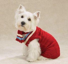 Set pulover si fular rosu CABLE KNIT DOG - Pret | Preturi Set pulover si fular rosu CABLE KNIT DOG
