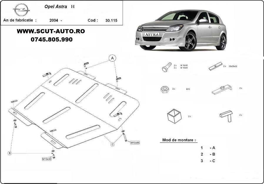 Scut motor metalic Opel Astra H - Pret | Preturi Scut motor metalic Opel Astra H