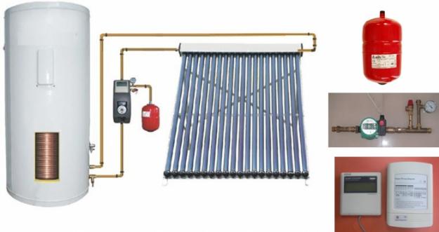 Sistem de producere apa calda si aport la incalzire cu panou solar (tuburi vidate) presuri - Pret | Preturi Sistem de producere apa calda si aport la incalzire cu panou solar (tuburi vidate) presuri