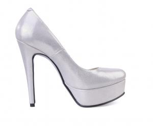 Pantofi din piele Argintie Satin - Pret | Preturi Pantofi din piele Argintie Satin