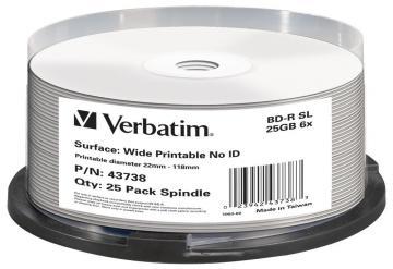 VERBATIM BD-R Single Layer, 6x, wide printabil, 25GB, spindle 25 bucati (43738) - Pret | Preturi VERBATIM BD-R Single Layer, 6x, wide printabil, 25GB, spindle 25 bucati (43738)