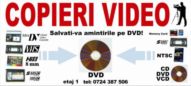 Copiere casete VIDEO pe DVD CONSTANTA - Pret | Preturi Copiere casete VIDEO pe DVD CONSTANTA