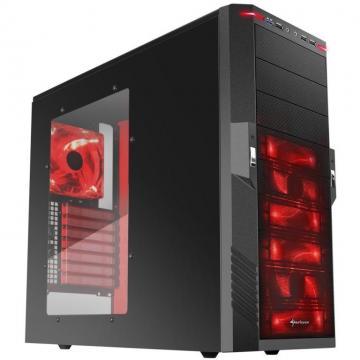 Carcasa fara sursa T9 Value Midi ATX, capac transparent, front USB si audio, negru cu rosu (4044951011391) Sharkoon - Pret | Preturi Carcasa fara sursa T9 Value Midi ATX, capac transparent, front USB si audio, negru cu rosu (4044951011391) Sharkoon