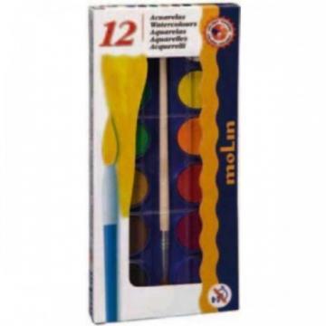 Acuarele cu pensula, 12 culori/set, MOLIN - Pret | Preturi Acuarele cu pensula, 12 culori/set, MOLIN