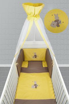 Lenjerie de pat pentru bebelusi BebeDeco Somn usor 5 piese galben - Pret | Preturi Lenjerie de pat pentru bebelusi BebeDeco Somn usor 5 piese galben