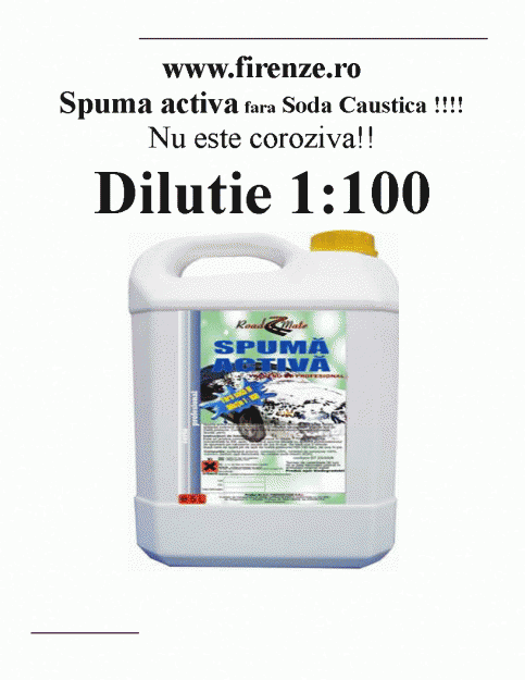 Spuma Activa fara Soda Caustica DILUTIE 1:100 - producator FIRENZE COM SRL PLOIESTI - Pret | Preturi Spuma Activa fara Soda Caustica DILUTIE 1:100 - producator FIRENZE COM SRL PLOIESTI