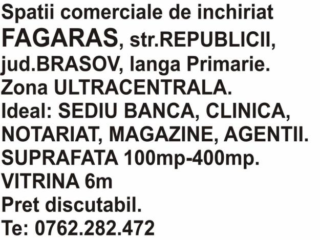 Spatiu comercial Fagaras, ultracentral, ideal Banca, Magazine - Pret | Preturi Spatiu comercial Fagaras, ultracentral, ideal Banca, Magazine