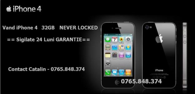 Vand Apple iPhone 4 32 GB 0765.848.374 SIGILATE NEVER LOCKED - Pret | Preturi Vand Apple iPhone 4 32 GB 0765.848.374 SIGILATE NEVER LOCKED