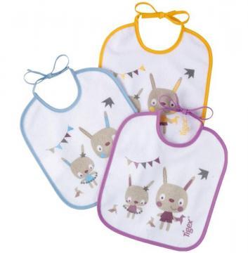 Set de 3 bavete din bumbac (0-4 l) - Pret | Preturi Set de 3 bavete din bumbac (0-4 l)