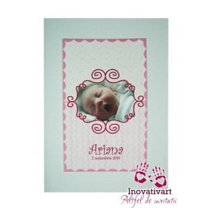 Invitatii botez Viitor roz F07 - Pret | Preturi Invitatii botez Viitor roz F07