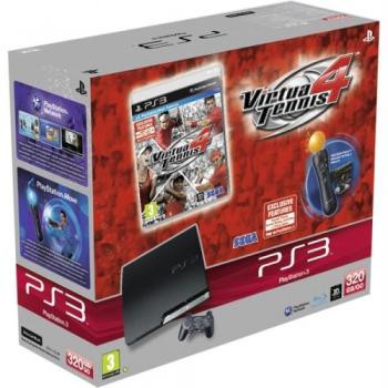 Consola Sony PlayStation 3 Slim, 320GB, Black + Joc Virtua Tennis 4 + Camera web + Motion - Pret | Preturi Consola Sony PlayStation 3 Slim, 320GB, Black + Joc Virtua Tennis 4 + Camera web + Motion