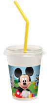 12 Pahare MilkShake cu paie si capac 300ml MICKEY COLOURS - Pret | Preturi 12 Pahare MilkShake cu paie si capac 300ml MICKEY COLOURS