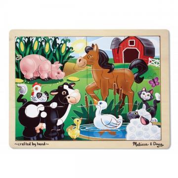 Melissa&amp;Doug - Puzzle din lemn cu 12 piese Ferma - Pret | Preturi Melissa&amp;Doug - Puzzle din lemn cu 12 piese Ferma