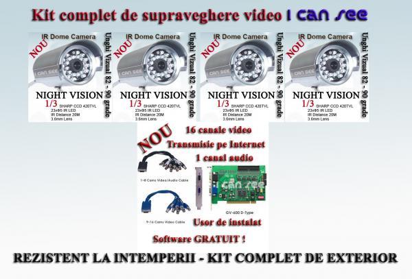 Kit supraveghere video color pentru exterior cu INTERNET, cu inregistrare pe placa de capt - Pret | Preturi Kit supraveghere video color pentru exterior cu INTERNET, cu inregistrare pe placa de capt