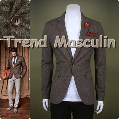 Sacou Blazer Barbati Casual Cambrat Slim Maro Pepit Un Nasture - Pret | Preturi Sacou Blazer Barbati Casual Cambrat Slim Maro Pepit Un Nasture