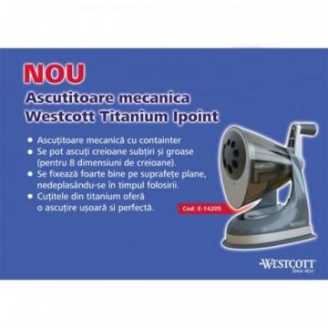 Ascutitoare profesionala cu manivela, 8 orificii, WESTCOTT Titanium iPoint - Pret | Preturi Ascutitoare profesionala cu manivela, 8 orificii, WESTCOTT Titanium iPoint