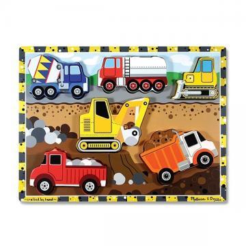 Melissa&amp;Doug - Puzzle lemn in relief Utilaje pentru constructii - Pret | Preturi Melissa&amp;Doug - Puzzle lemn in relief Utilaje pentru constructii