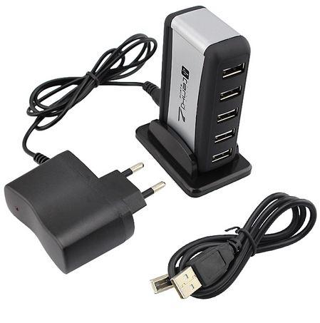 HUB USB 2.0 cu 7 porturi USB + Alimentator 5V/1A - Pret | Preturi HUB USB 2.0 cu 7 porturi USB + Alimentator 5V/1A