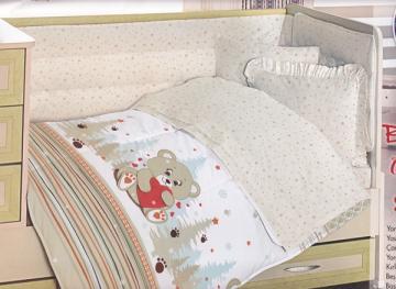 Set lenjerie de pat pentru bebelusi Altinbasak Ursulet crem - Pret | Preturi Set lenjerie de pat pentru bebelusi Altinbasak Ursulet crem