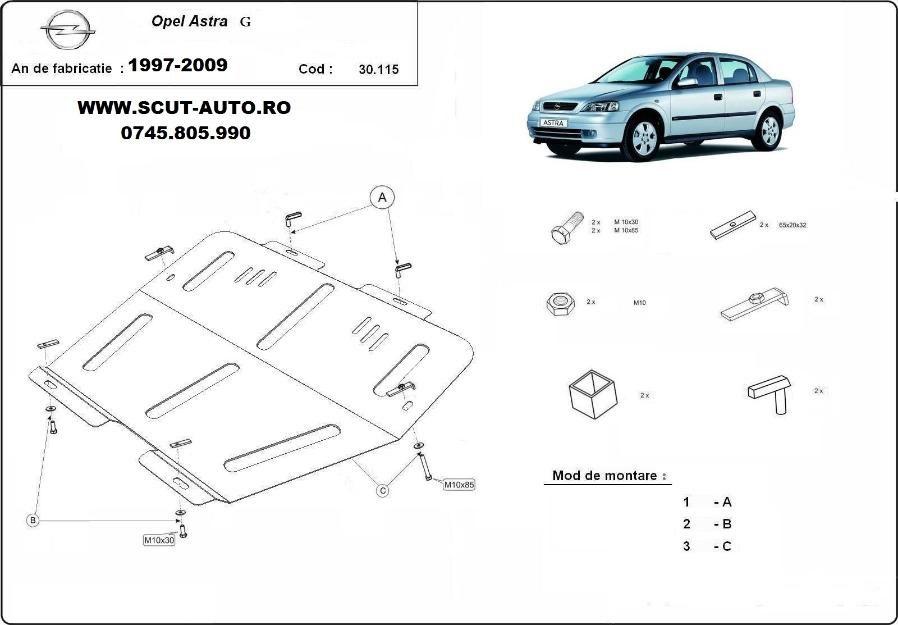 Scut motor metalic Opel Astra G - Pret | Preturi Scut motor metalic Opel Astra G