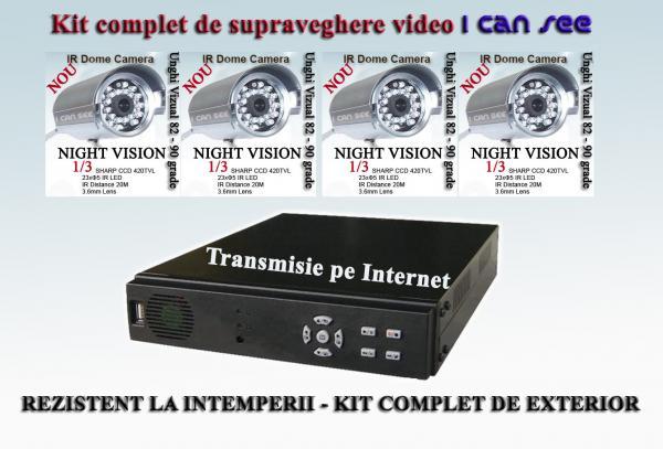 Kit supraveghere video color pentru exterior cu INTERNET, cu inregistrare pe VDR - Pret | Preturi Kit supraveghere video color pentru exterior cu INTERNET, cu inregistrare pe VDR