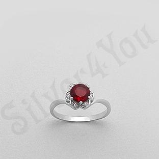 Silver4You.ro - Inel argint zircon rosu aspect aur alb - Pret | Preturi Silver4You.ro - Inel argint zircon rosu aspect aur alb