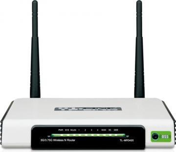 Router Wireless 3G 300Mbps, compatible UMTS/HSPA/EVDO USB modem, 3G/WAN failover, 2T2R, 2.4GHz, 802.11n/g/b TL-MR3420 - Pret | Preturi Router Wireless 3G 300Mbps, compatible UMTS/HSPA/EVDO USB modem, 3G/WAN failover, 2T2R, 2.4GHz, 802.11n/g/b TL-MR3420
