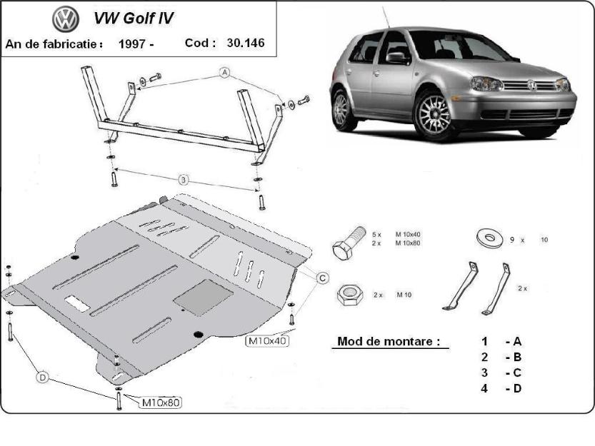 Scut motor metalic VW Golf 4 - Pret | Preturi Scut motor metalic VW Golf 4