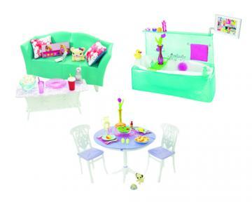 Mobilier Barbie asortat sufragerie si baie - Pret | Preturi Mobilier Barbie asortat sufragerie si baie