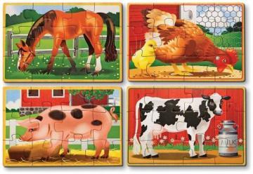 Set 4 puzzle lemn in cutie - Animale demostice - Pret | Preturi Set 4 puzzle lemn in cutie - Animale demostice