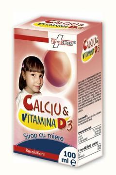 Calciu si Vitamina D3 Sirop cu Miere 100ml - Pret | Preturi Calciu si Vitamina D3 Sirop cu Miere 100ml
