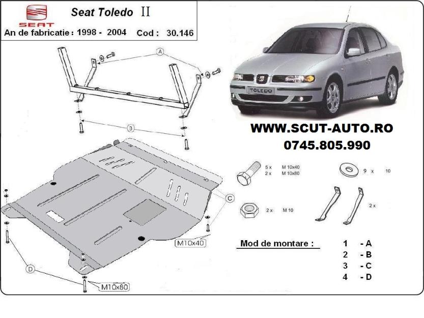 Scut motor metalic Seat Toledo 1998 - 2004 - Pret | Preturi Scut motor metalic Seat Toledo 1998 - 2004
