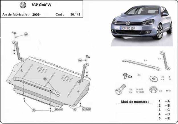 Scut motor metalic VW Golf 6 - Pret | Preturi Scut motor metalic VW Golf 6