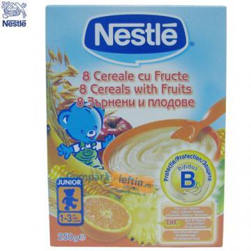 Nestle nou nascuti 8 cereale cu fructe 250 gr - Pret | Preturi Nestle nou nascuti 8 cereale cu fructe 250 gr