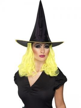 Palarie halloween Vrajitoare Neagra Cu Par Galben - Pret | Preturi Palarie halloween Vrajitoare Neagra Cu Par Galben