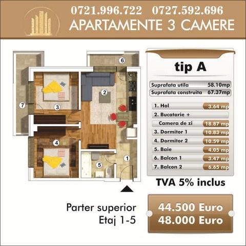 RAHOVA | APARTAMENT 3 CAMERE | 0% COMISION | 44.500 EURO - Pret | Preturi RAHOVA | APARTAMENT 3 CAMERE | 0% COMISION | 44.500 EURO