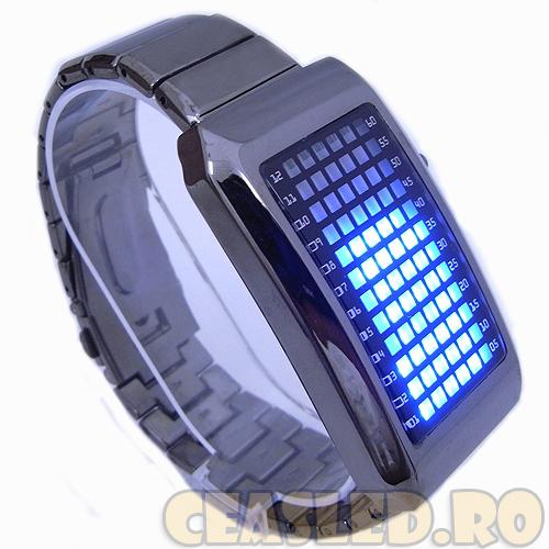 Super ceas led-uri Zero Kelvin! 72 led-uri albastre, bratara metalica, matrix, unisex. Nou - Pret | Preturi Super ceas led-uri Zero Kelvin! 72 led-uri albastre, bratara metalica, matrix, unisex. Nou