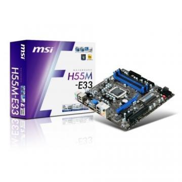 MSI H55M-E33, QPI 6.4GT/s, DDR1333, Socket 1156, mATX - Pret | Preturi MSI H55M-E33, QPI 6.4GT/s, DDR1333, Socket 1156, mATX