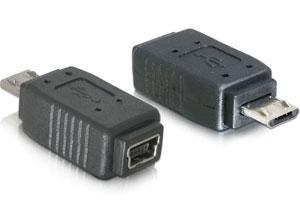 Adaptor micro USB B T la mini USB 5 pini M, Delock 65063 - Pret | Preturi Adaptor micro USB B T la mini USB 5 pini M, Delock 65063