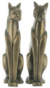 Pair of Stylised Cats, Cold Cast Bronze Sculpture by Beauchamp Bronze - Pret | Preturi Pair of Stylised Cats, Cold Cast Bronze Sculpture by Beauchamp Bronze