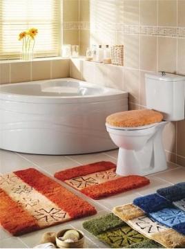 Set 2 covorase baie Tac Flower gri - Pret | Preturi Set 2 covorase baie Tac Flower gri