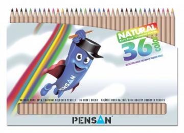 Creioane colorate, 1/1, lemn natur, 36 culori/set, PENSAN Natura - Pret | Preturi Creioane colorate, 1/1, lemn natur, 36 culori/set, PENSAN Natura