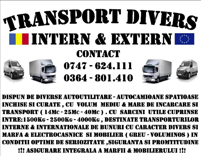 Transport divers - intern & international - Pret | Preturi Transport divers - intern & international